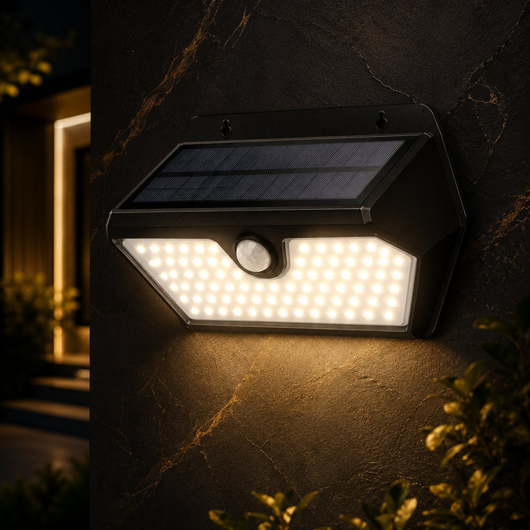 100 LED Solar Motion Sensor Wall Light