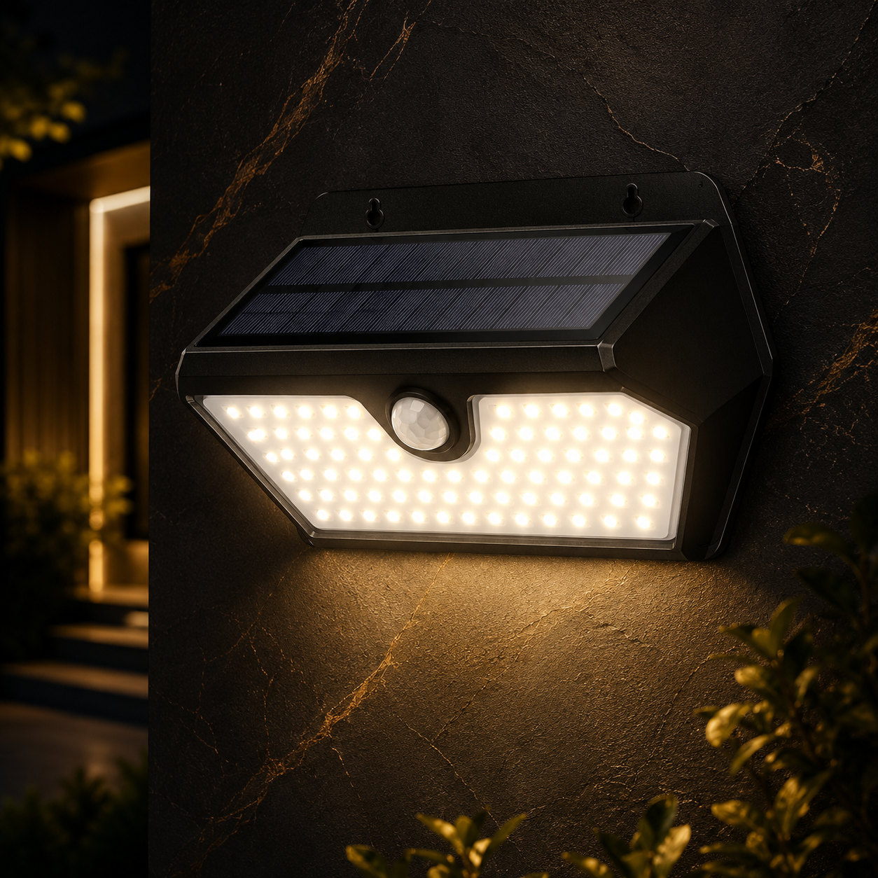 100 LED Solar Motion Sensor Wall Light