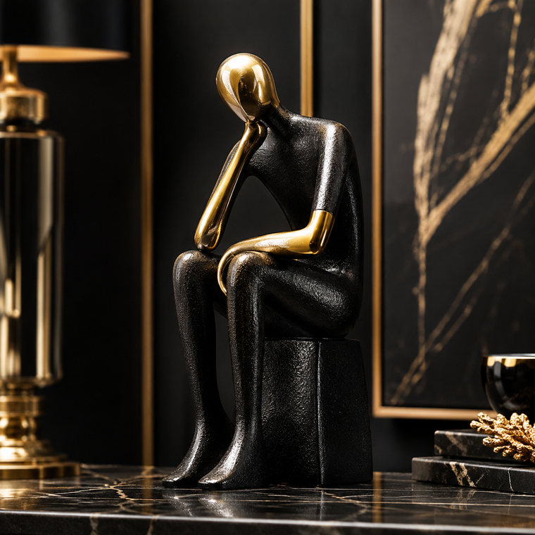 Abstract Thinking Figure Table Statue