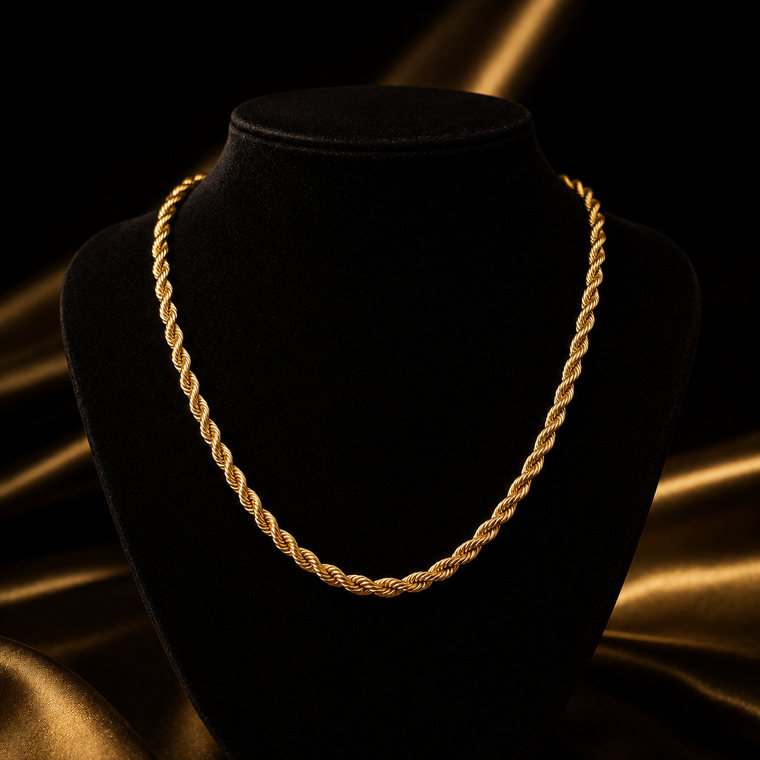 Gold-Plated Rope Chain Necklace