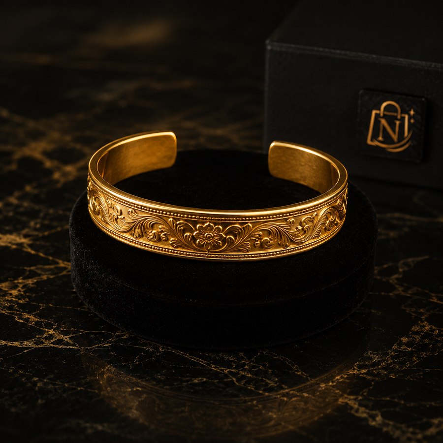 Geometric Stainless Steel Cuff Bracelet for Men