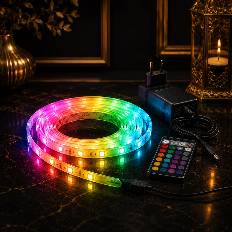 RGB LED Strip Light Kit with Remote and Adapter