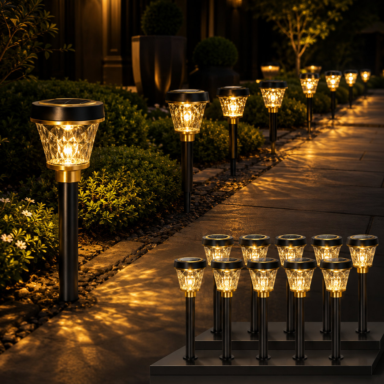 Set of 10 Solar Garden Pathway Lights