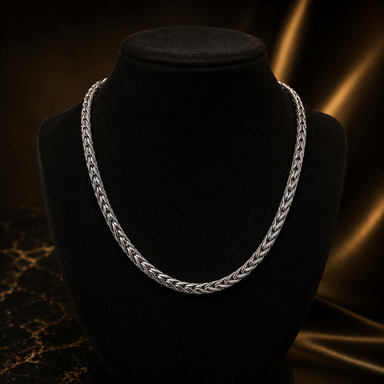 Silver Wheat Link Chain for Men