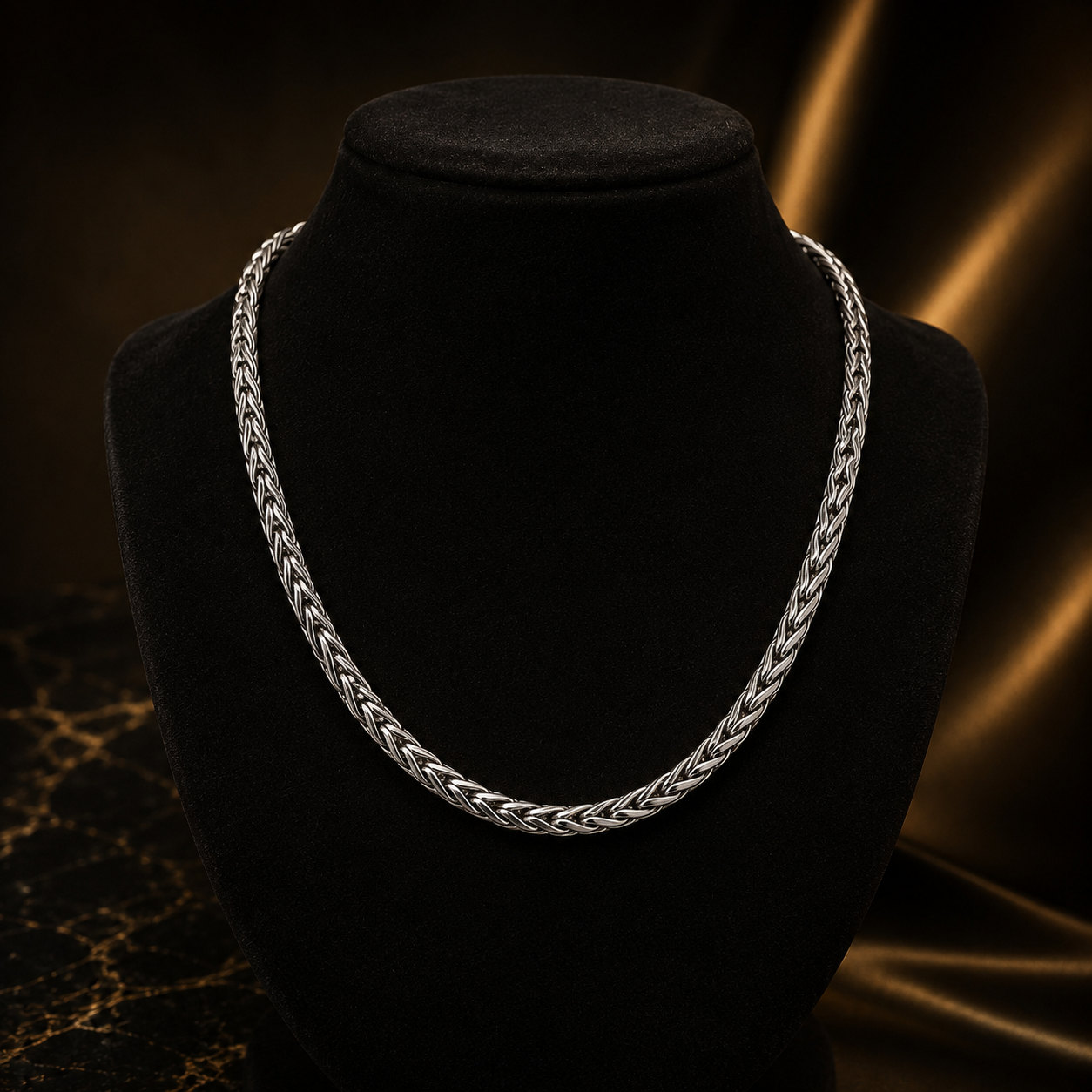 Silver Wheat Link Chain for Men