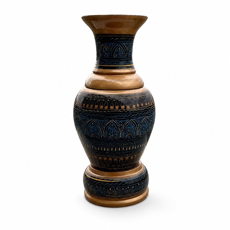 Hand-Carved Wooden Flower Vase
