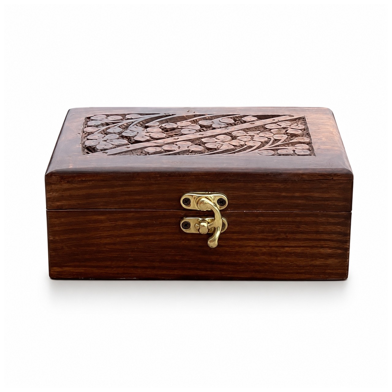 Floral Vine Carved Wooden Jewellery Box