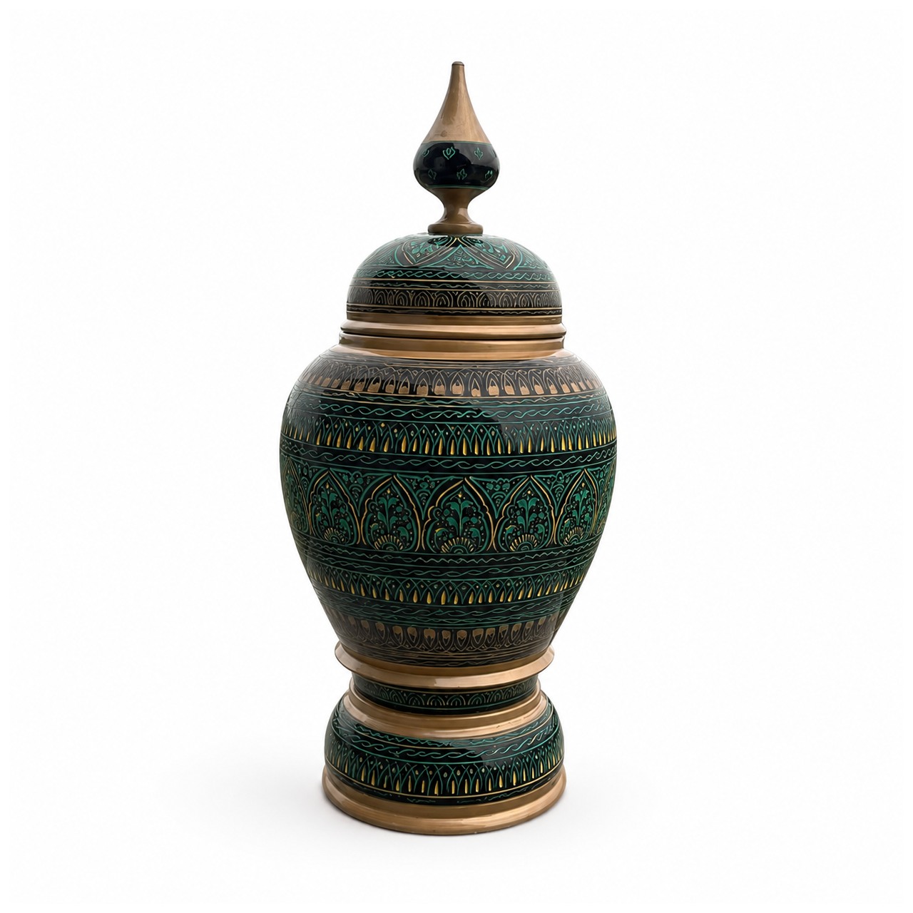 Tall Green Naqashi Wooden Candy Jar