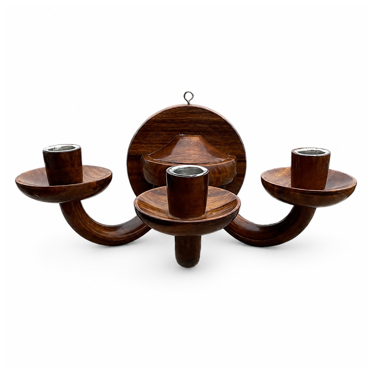 Three-Arm Wooden Wall Candle Holder