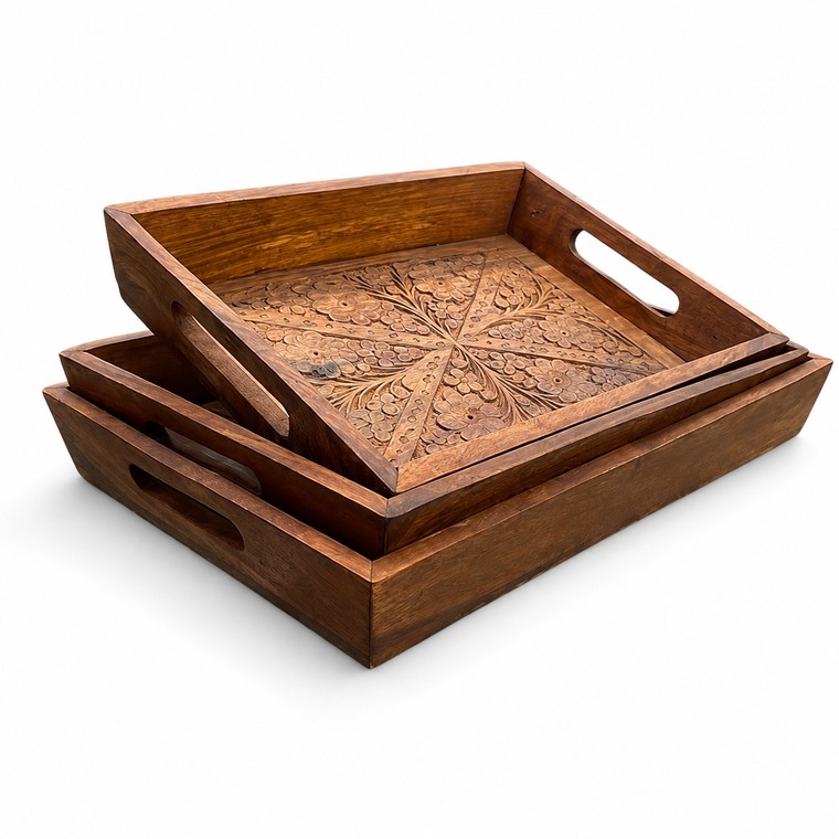 Nested Wooden Serving Tray Set
