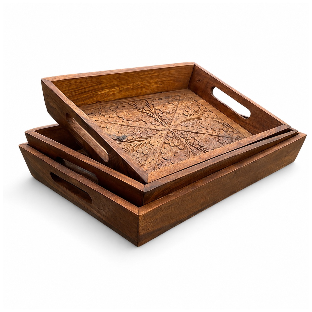 Nested Wooden Serving Tray Set