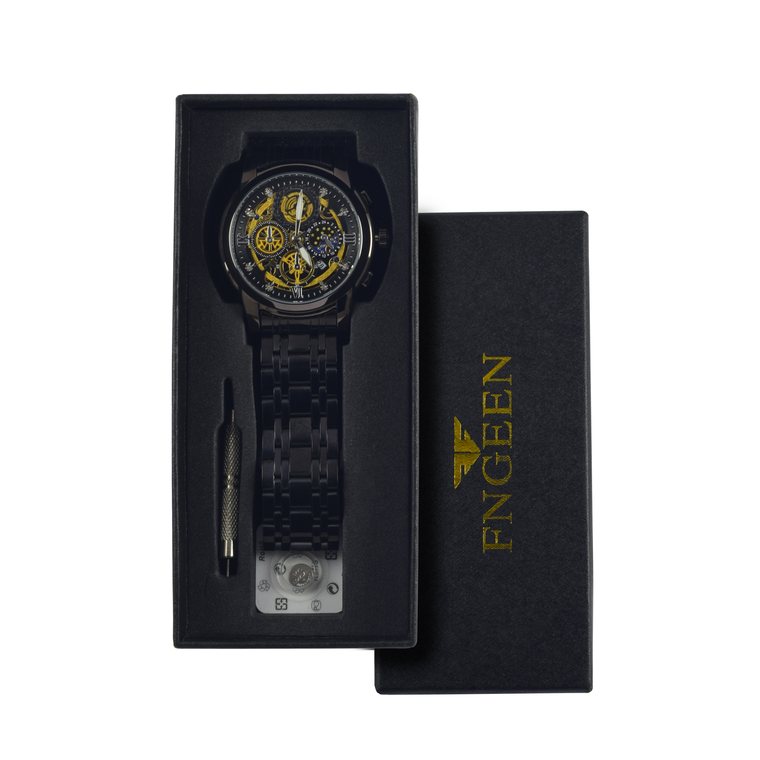 FNGEEN Premium - Black (Golden Dial)